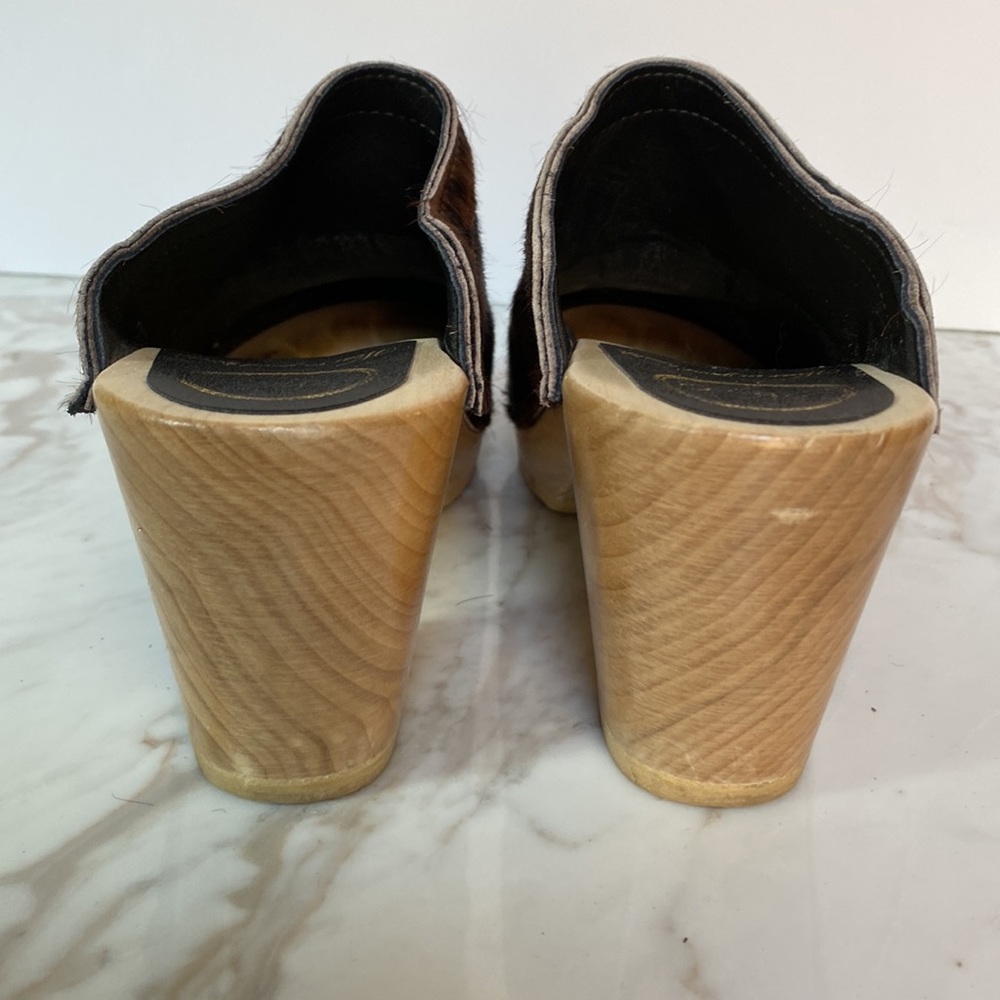 No. 6 High Heel Clogs Espresso Pony Leopard Brown Size 39 - Picture 8 of 8